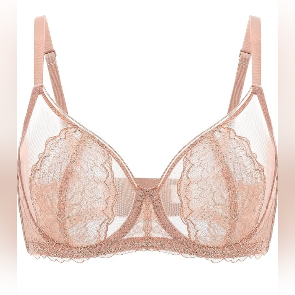 Lace Sheer Underwire Bra - 38D